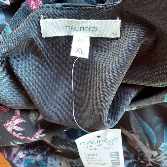 Maurices NWT Midi black floral lined dress. Size XL. Cranberry and gray/green - Picture 9 of 11